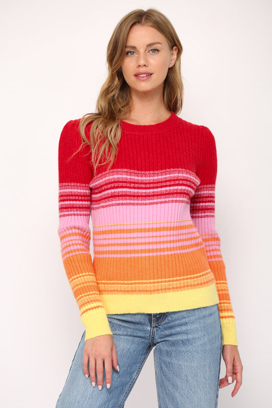 WOOL BLEND STRIPE SWEATER - A610