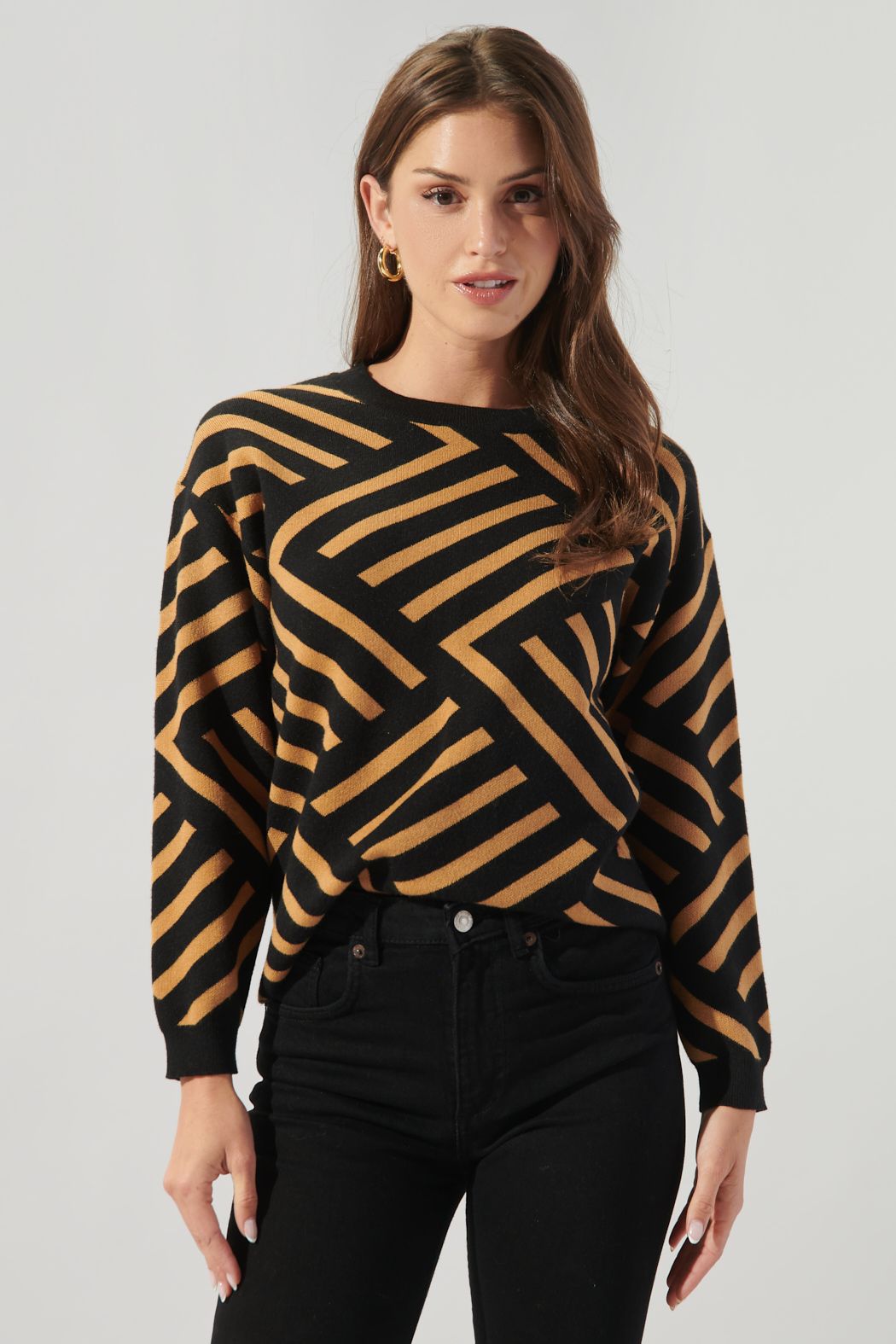 Tiller Comb Pattern Crew Neck Sweater