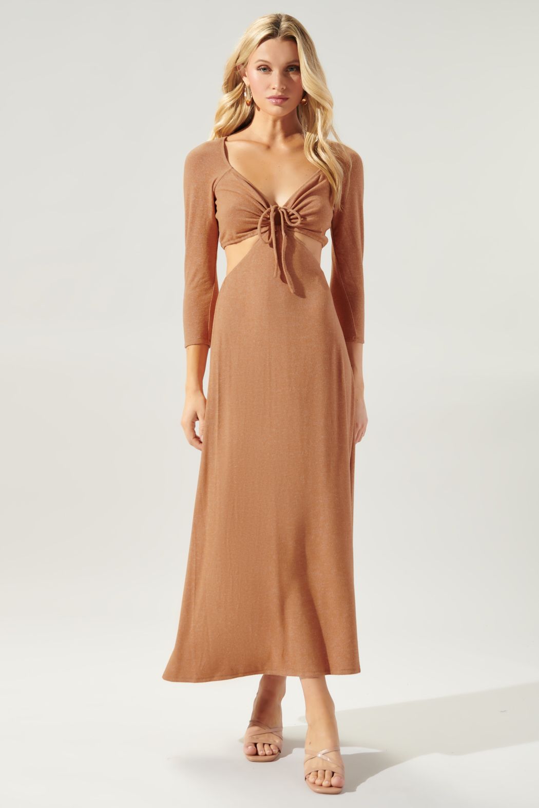 Neada Ruched Cut Out Knit Maxi Dress - A710