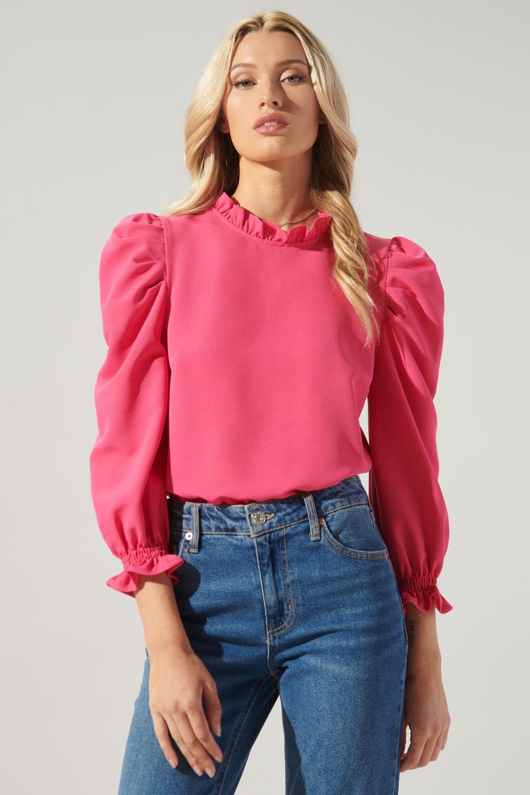 Go Getter Marla Ruffle Puff Sleeve Top -B807