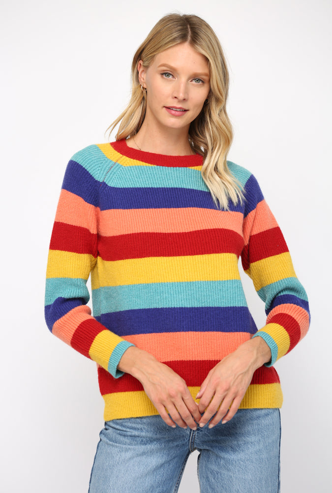 MULTI COLOR STRIPE PULLOVER SWEATER - 767FD