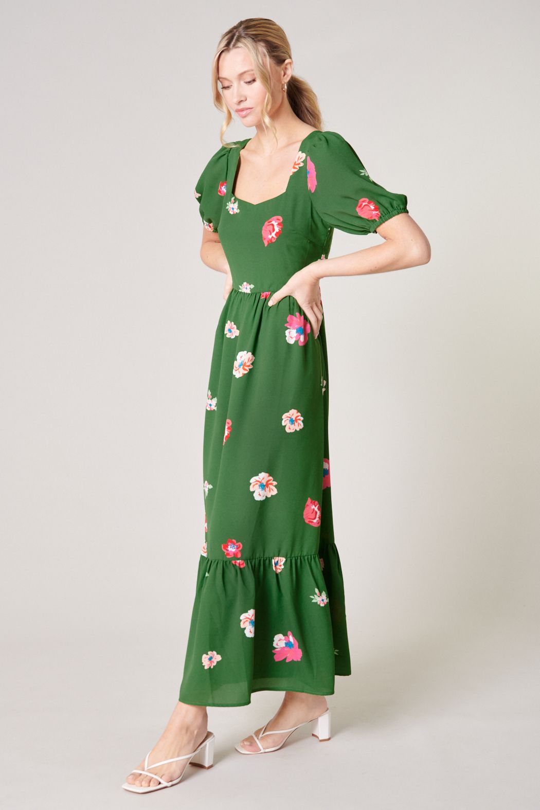 As You Are Floral Lynette Sweetheart Midi Dress - B1001