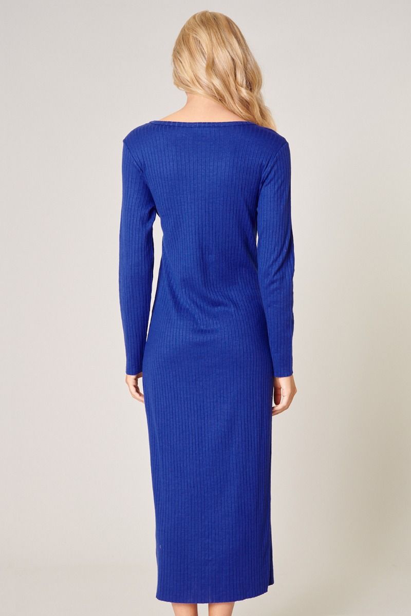 Provence Ribbed Knit Midi Cardigan Dress - F104