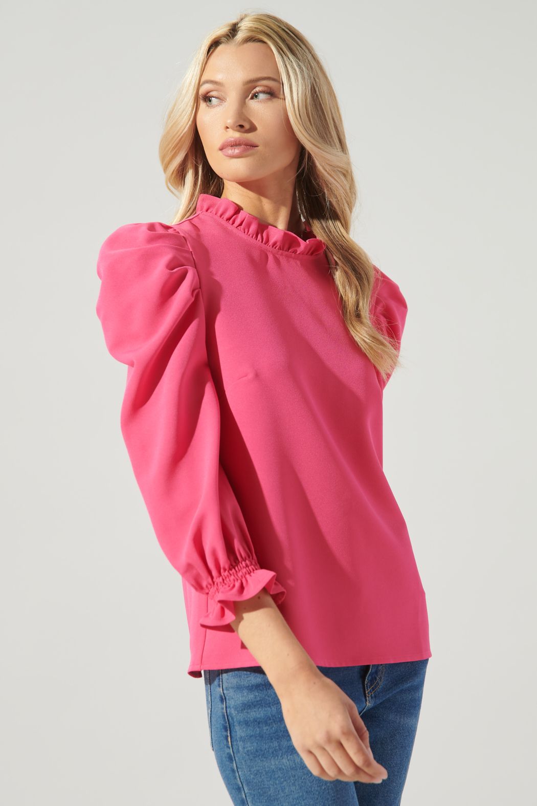 Go Getter Marla Ruffle Puff Sleeve Top -B807