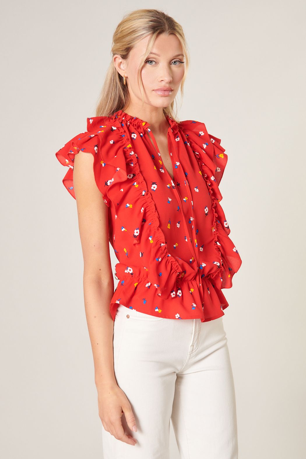 Mon Cheri Ruffle Peplum Blouse - B606