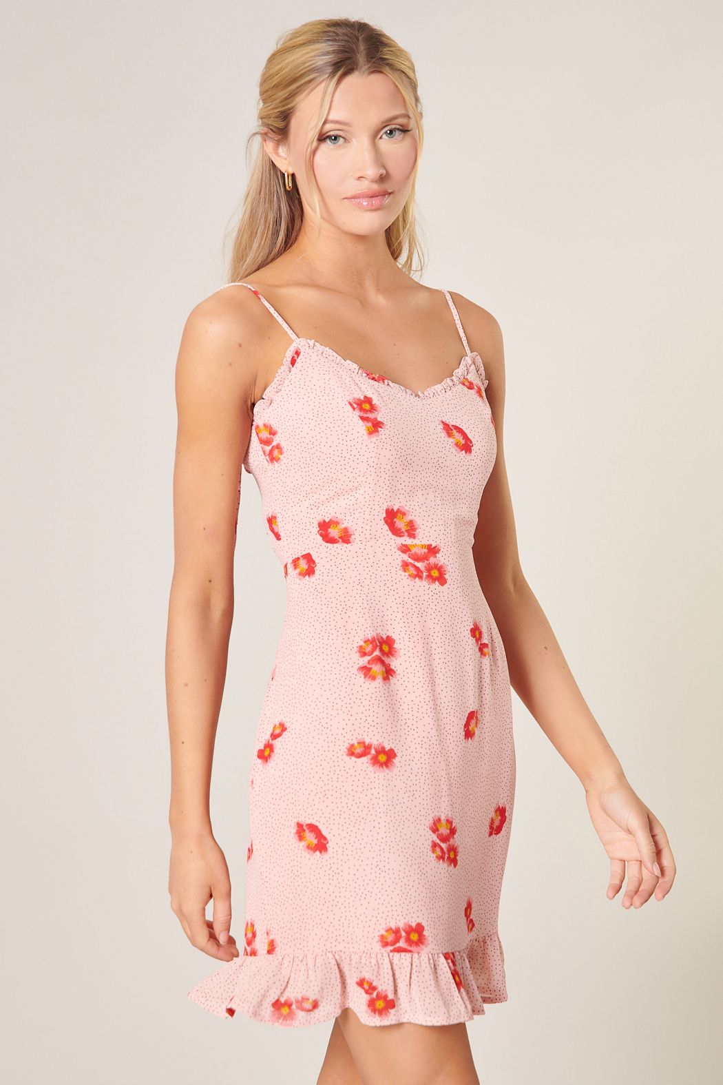 Besame Floral Kaia Tie Strap Mini Dress - C402