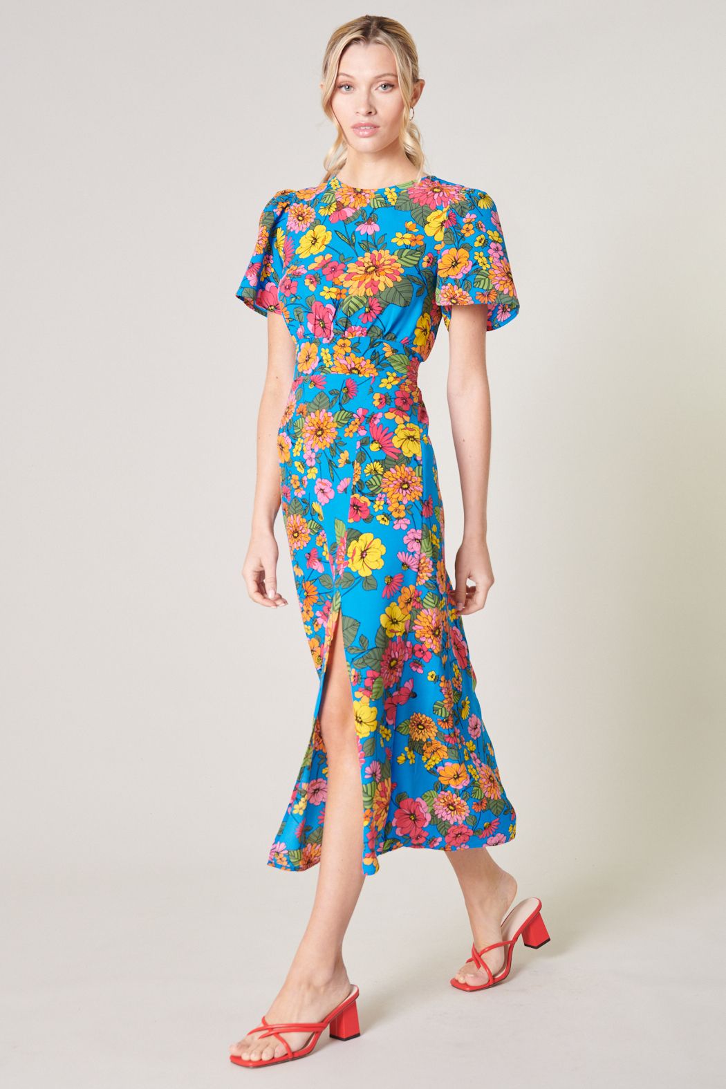 Twiggy Floral Bloom Floral Midi Dress - 761D