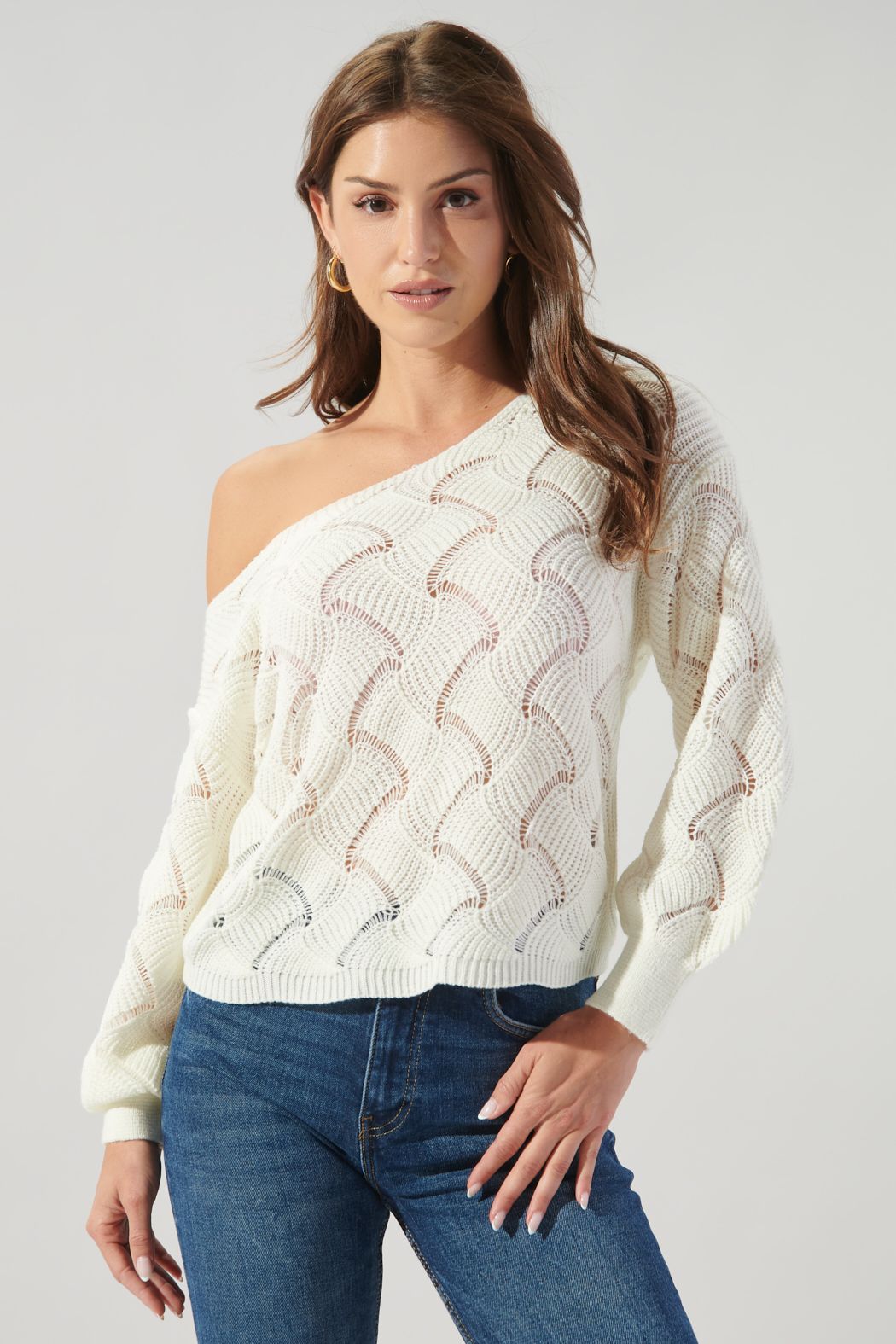 Natasha Cropped Zig Zag Knit Sweater - 533A