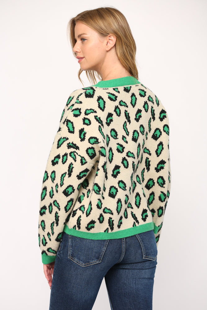 ANIMAL PATTERN JACQUARD KNITTED SWEATER - 564FA