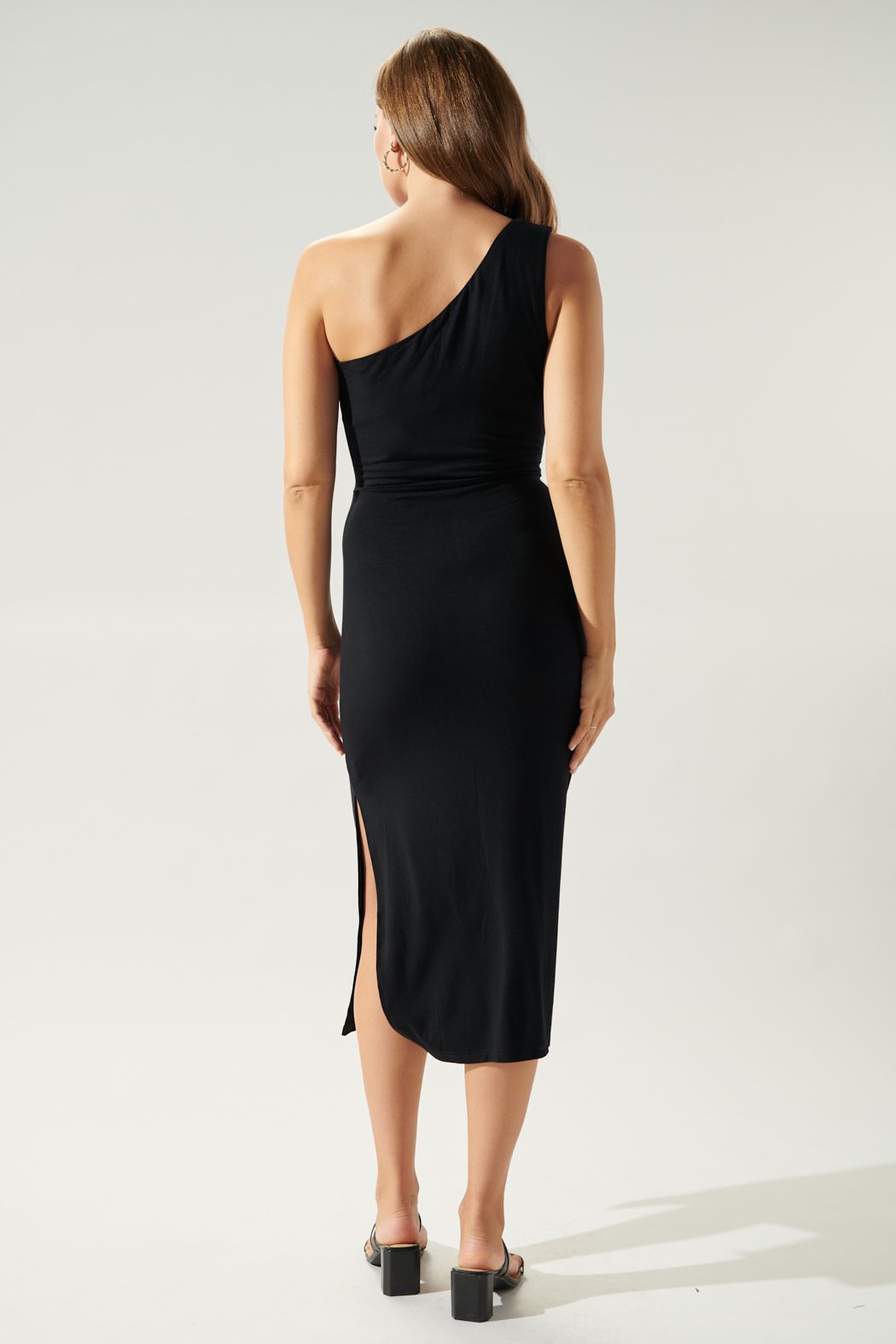 Leda Cut Out One ShoulderJersey Midi Dress - D104