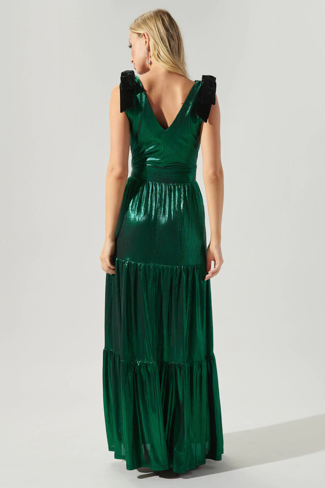 Cannes Liquid Satin Evening Tiered Maxi Dress - A406