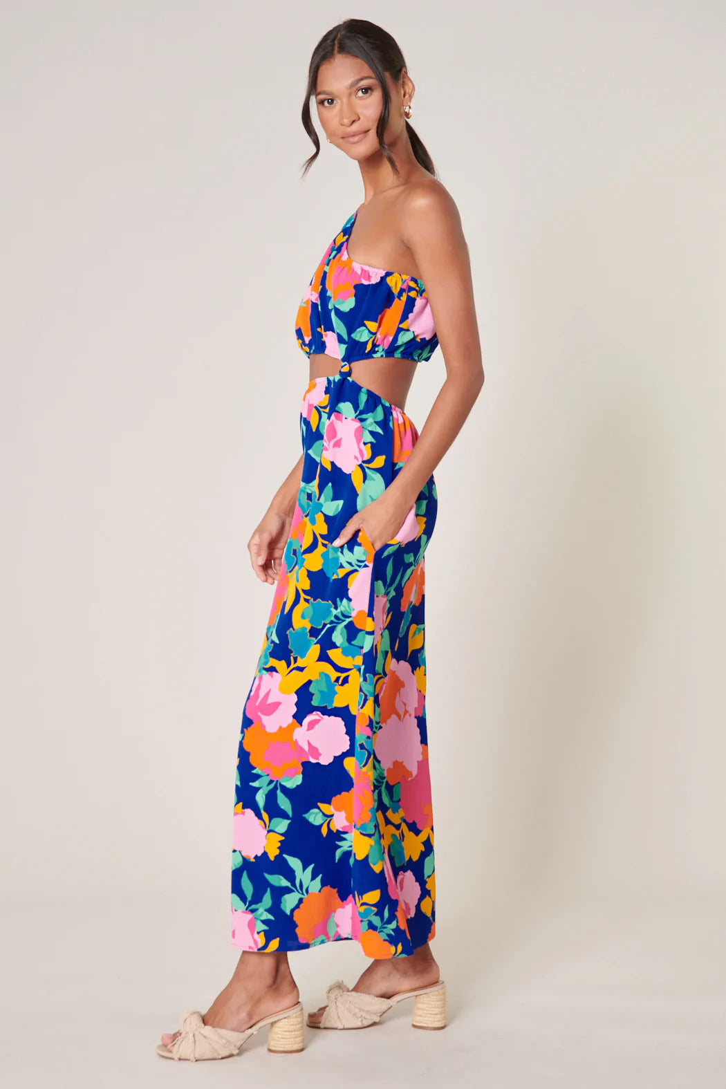 Heat Wave Cutout One Shoulder Maxi Dress - A703