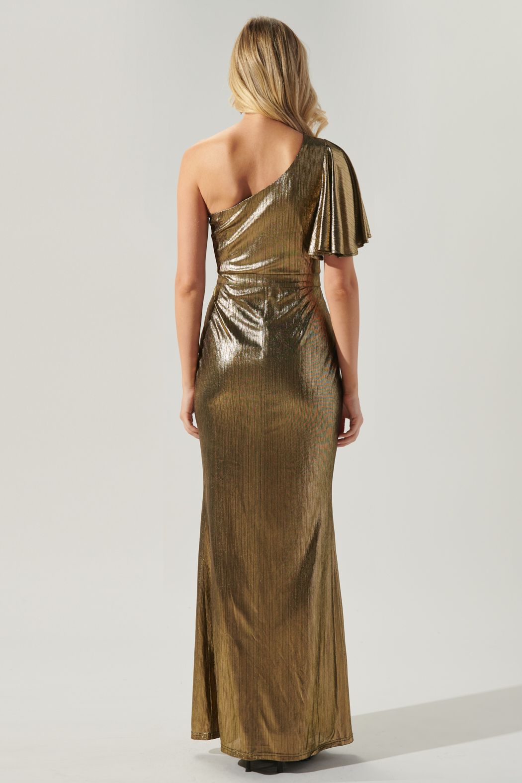 Primadonna Liquid Gold One Shoulder Maxi Gown - C214