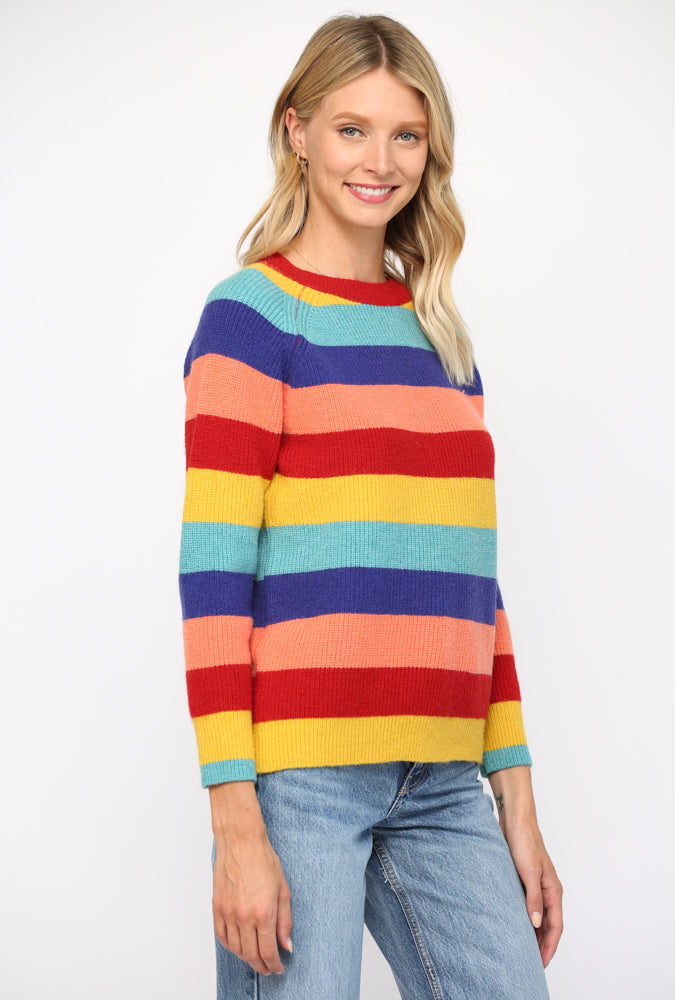 MULTI COLOR STRIPE PULLOVER SWEATER - 767FD