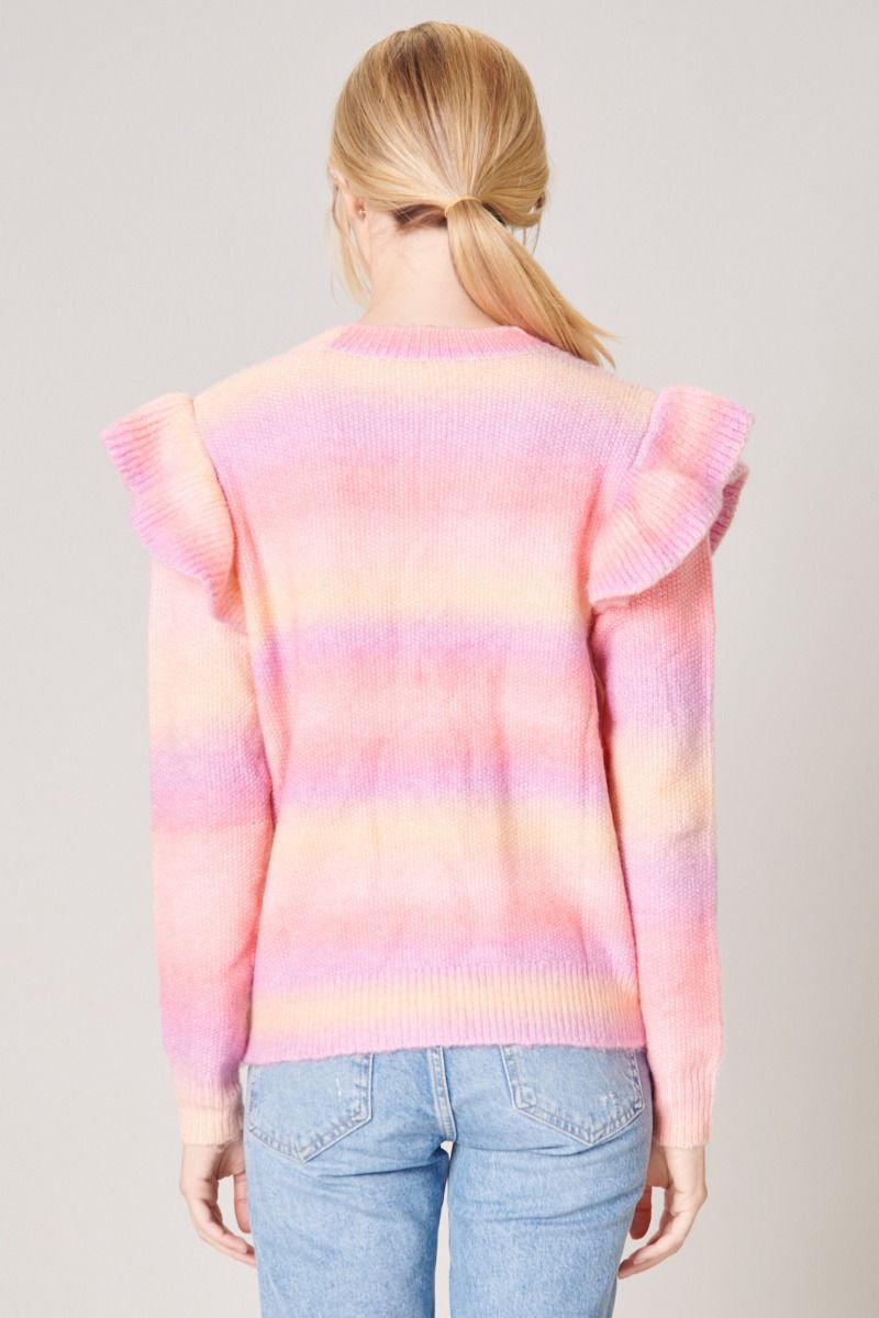 Cotton Candy Skies Ruffle Cable Knit Cardigan - C703