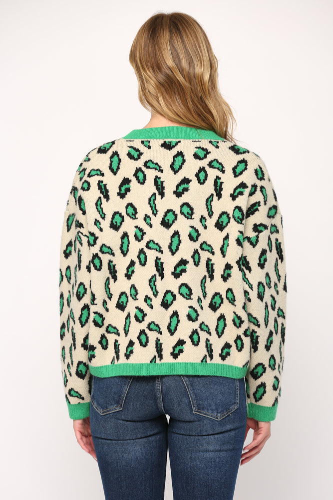 ANIMAL PATTERN JACQUARD KNITTED SWEATER - 564FA