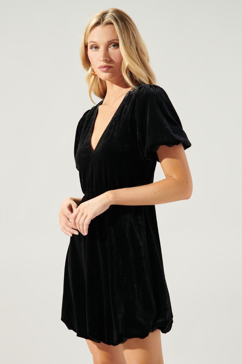 Dakota Velvet Volume Hem Mini Dress - 612B