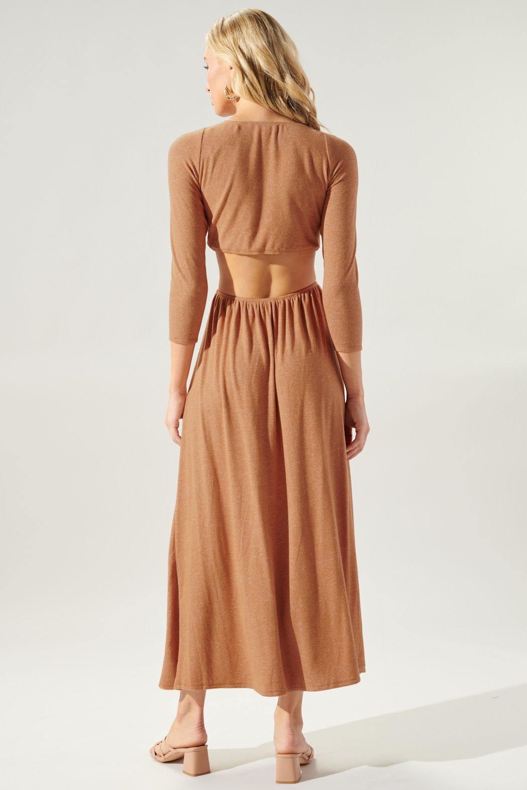 Neada Ruched Cut Out Knit Maxi Dress - A710