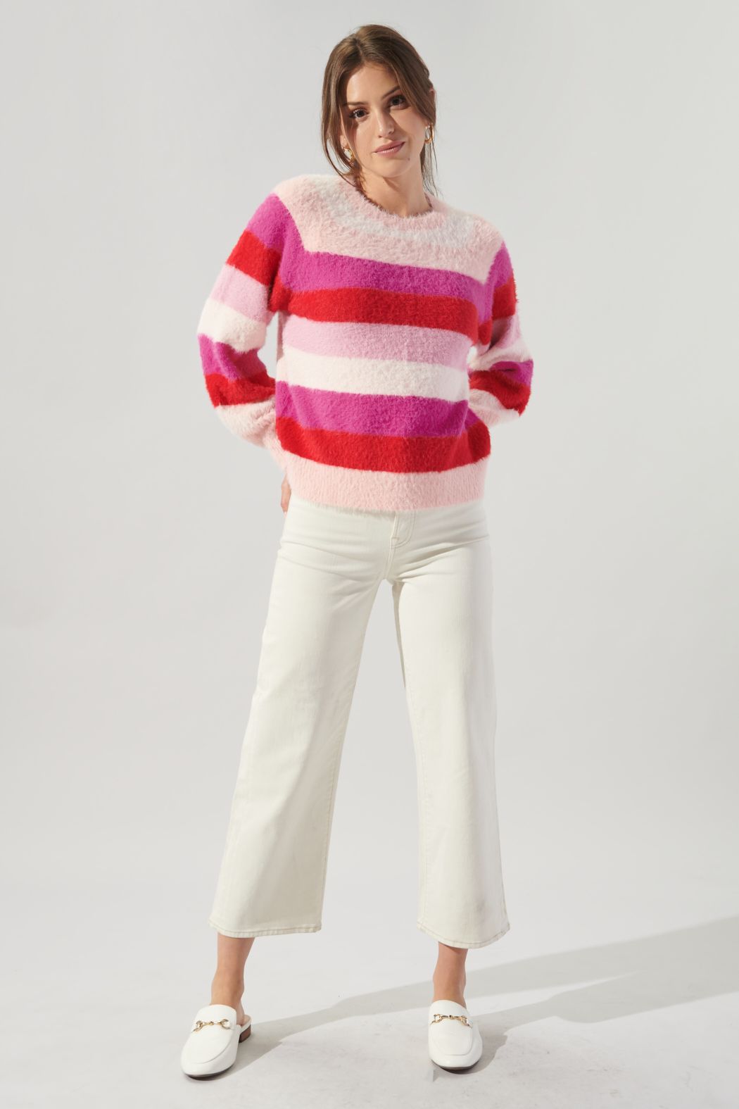 Jelly Stripe Eyelash Sweater - 584A