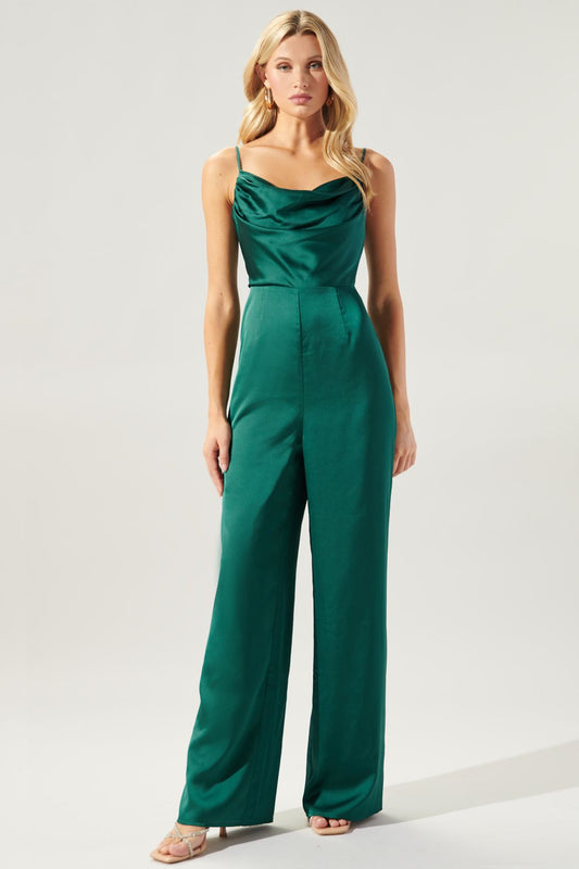 Chateau Satin Cowl Neck Jumpsuit - B903