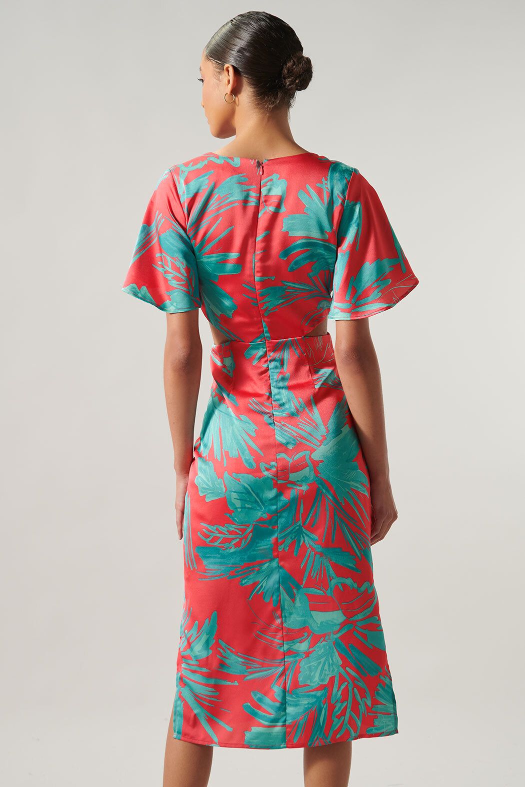 Palm Tropics Joelle Satin Front Tie Midi Dress