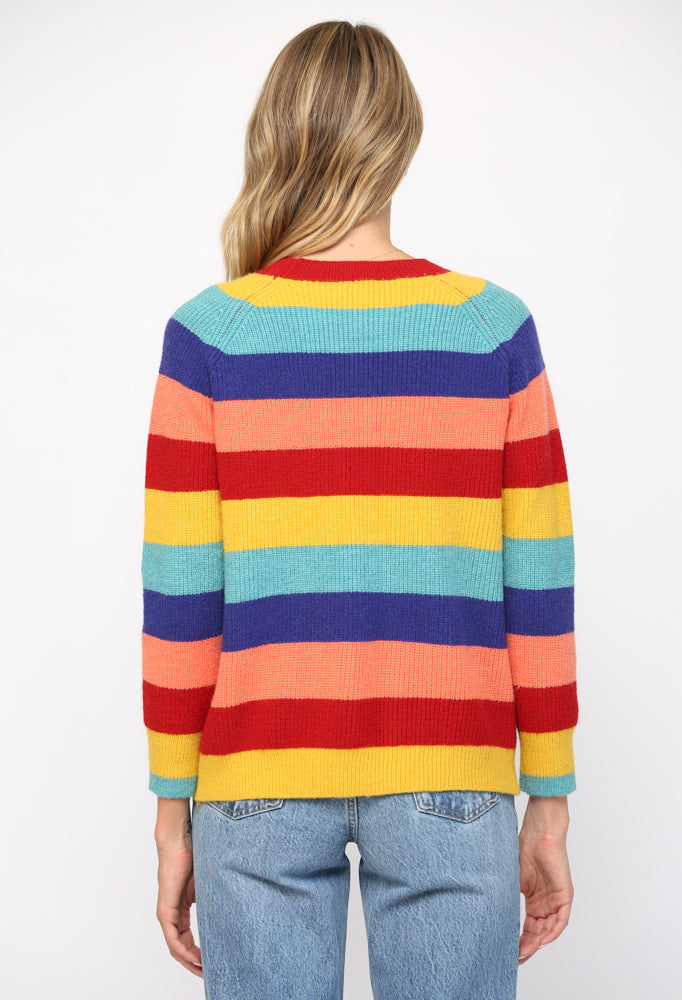 MULTI COLOR STRIPE PULLOVER SWEATER - 767FD