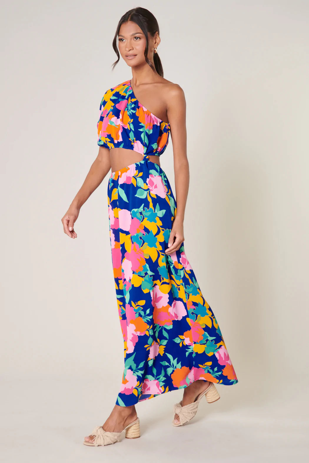 Heat Wave Cutout One Shoulder Maxi Dress - A703