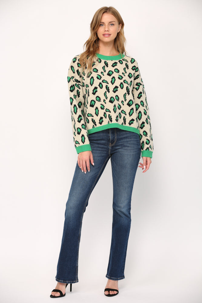 ANIMAL PATTERN JACQUARD KNITTED SWEATER - 564FA