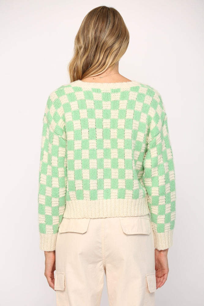 CHECKER PATTERN PULLOVER SWEATER - 653FC