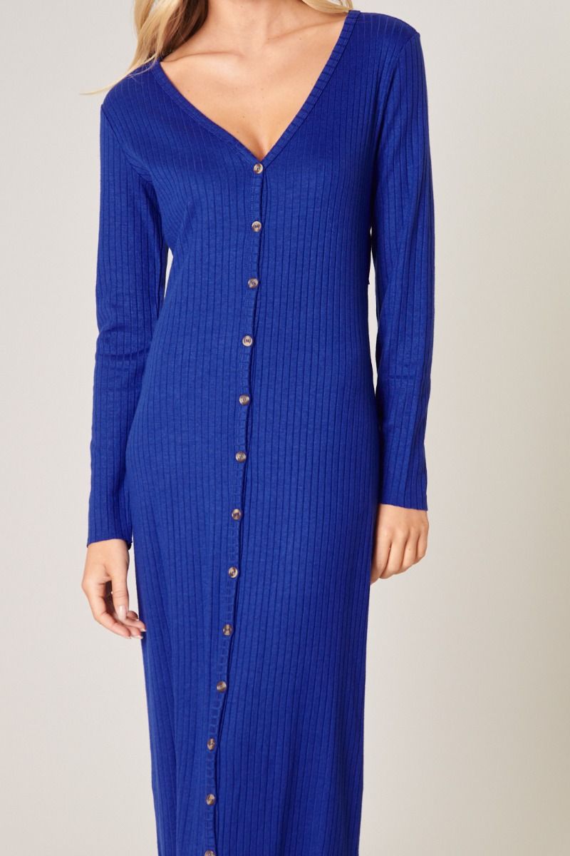 Provence Ribbed Knit Midi Cardigan Dress - F104