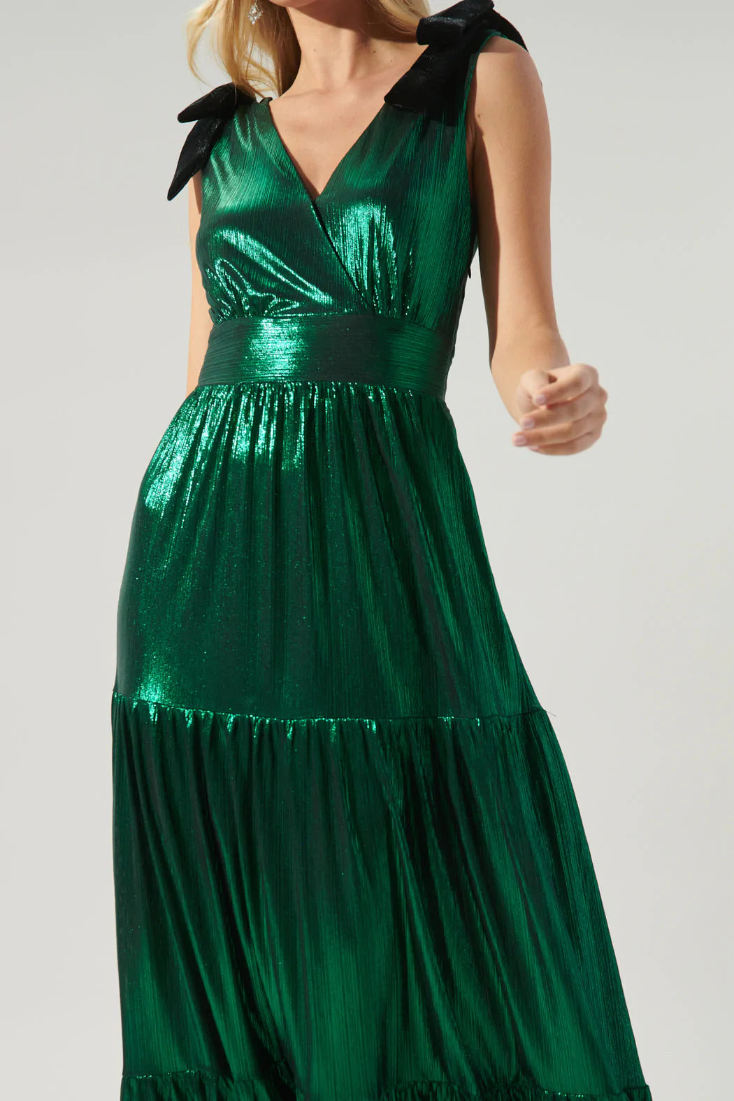 Cannes Liquid Satin Evening Tiered Maxi Dress - A406