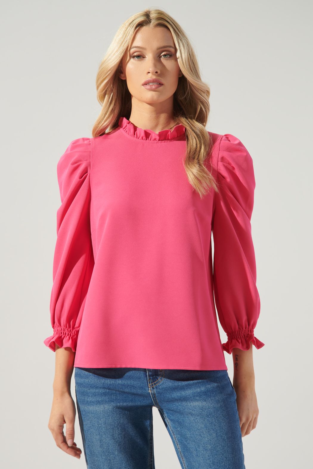 Go Getter Marla Ruffle Puff Sleeve Top -B807