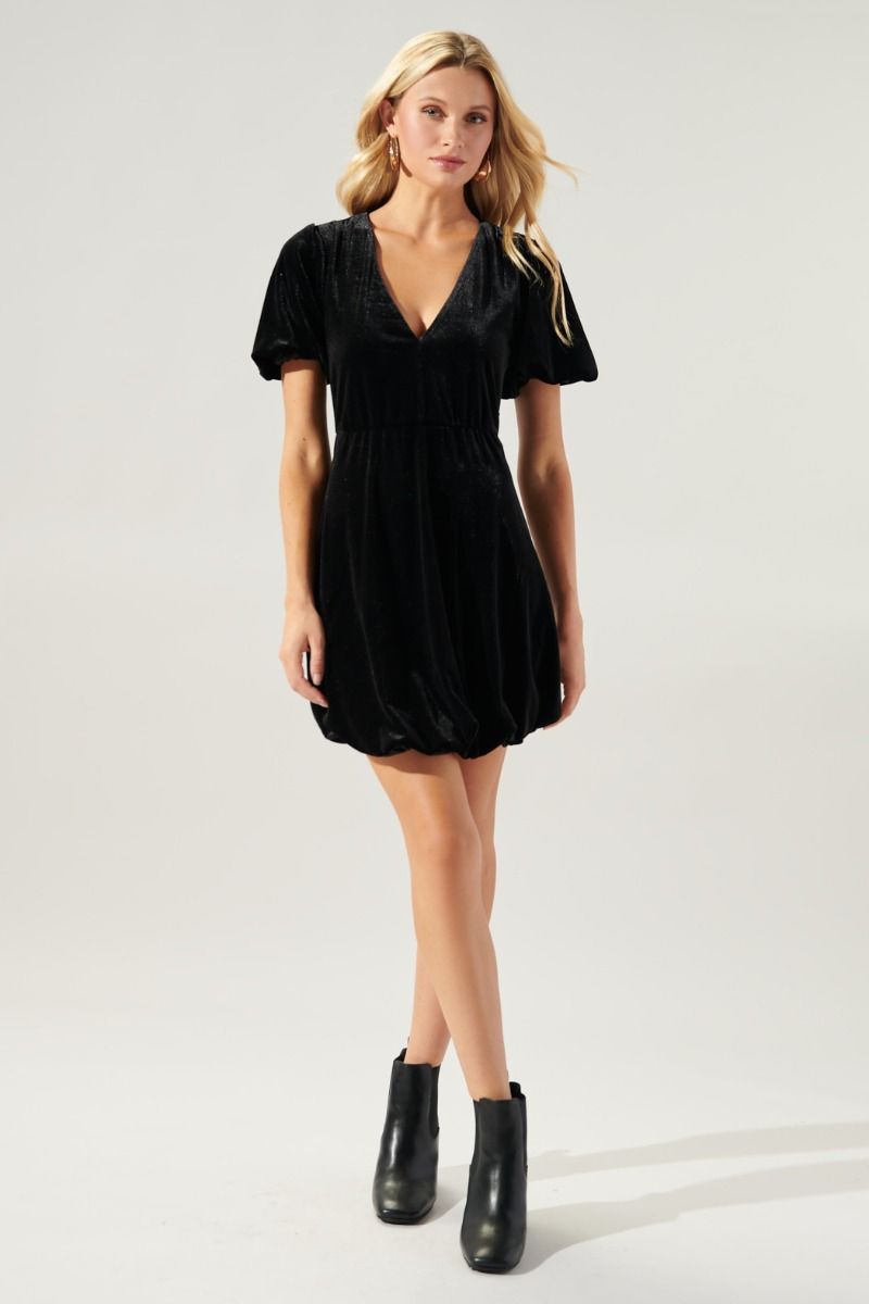 Dakota Velvet Volume Hem Mini Dress - 612B