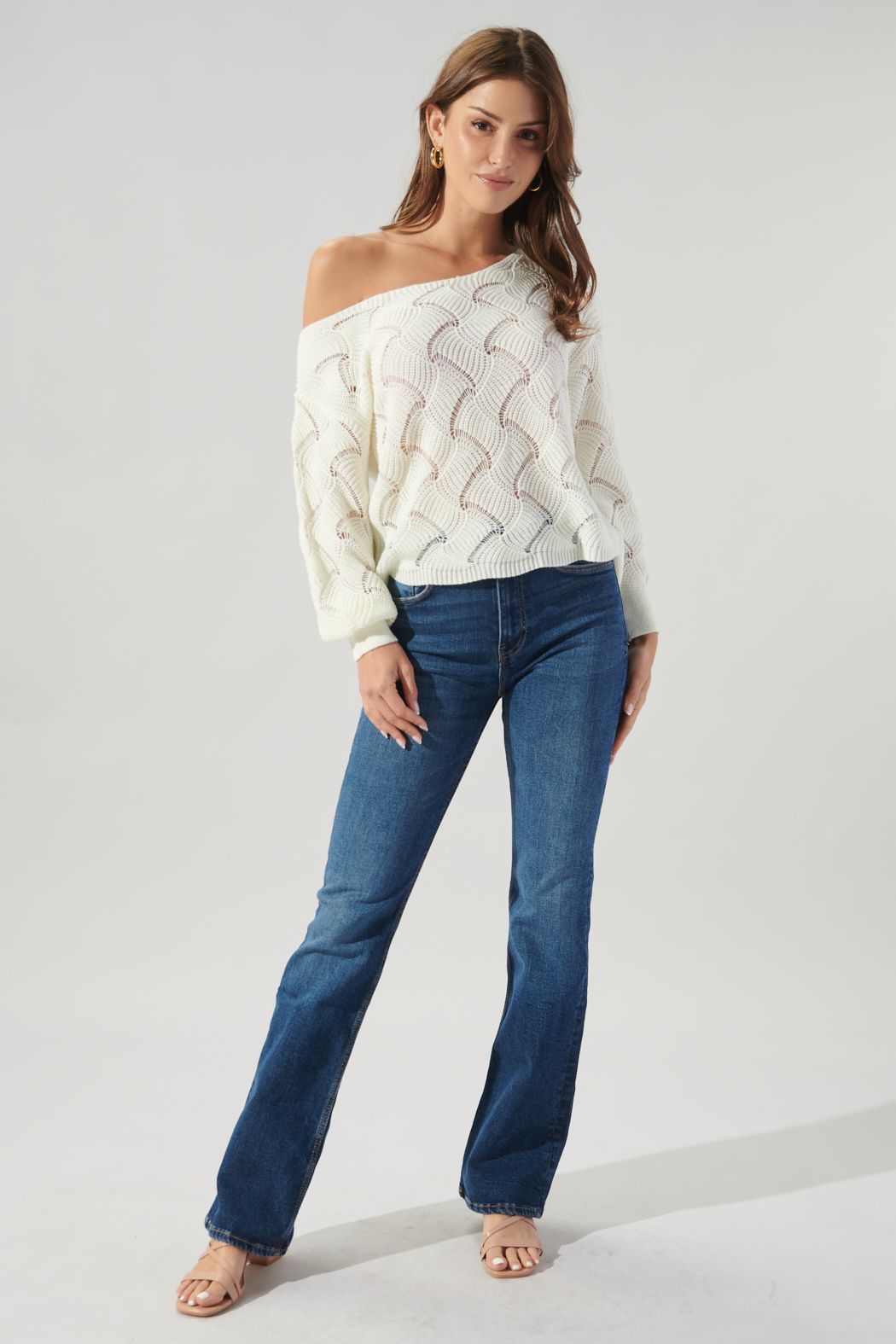 Natasha Cropped Zig Zag Knit Sweater - 533A