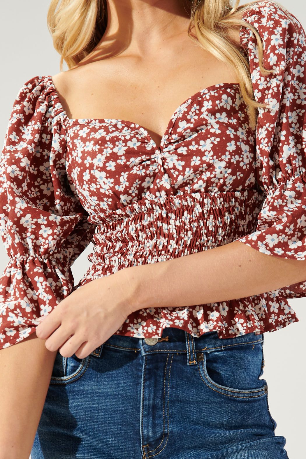 In the Moment Floral Smocked Top - B208