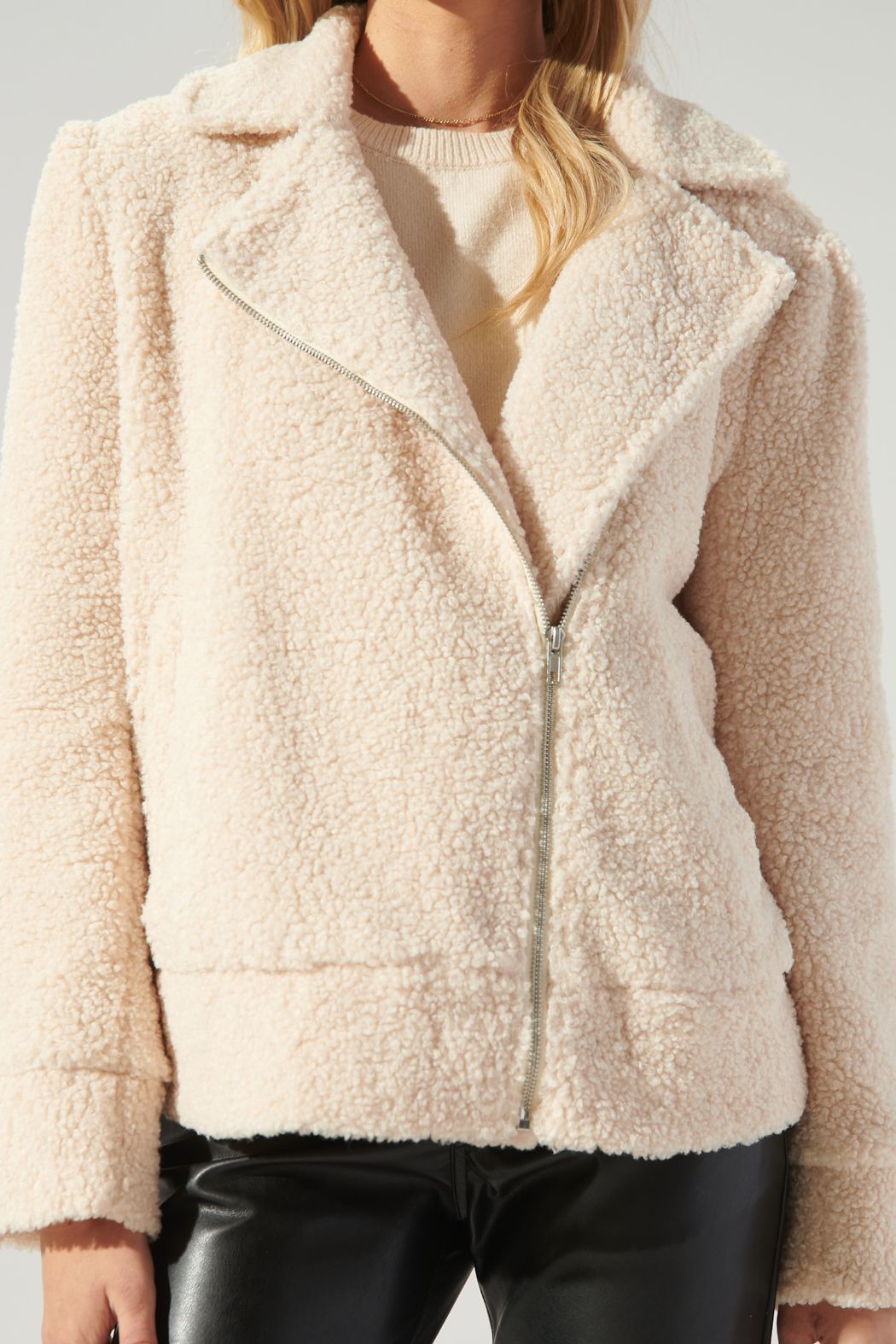 Rowan Faux Sherpa Moto Jacket - 530A