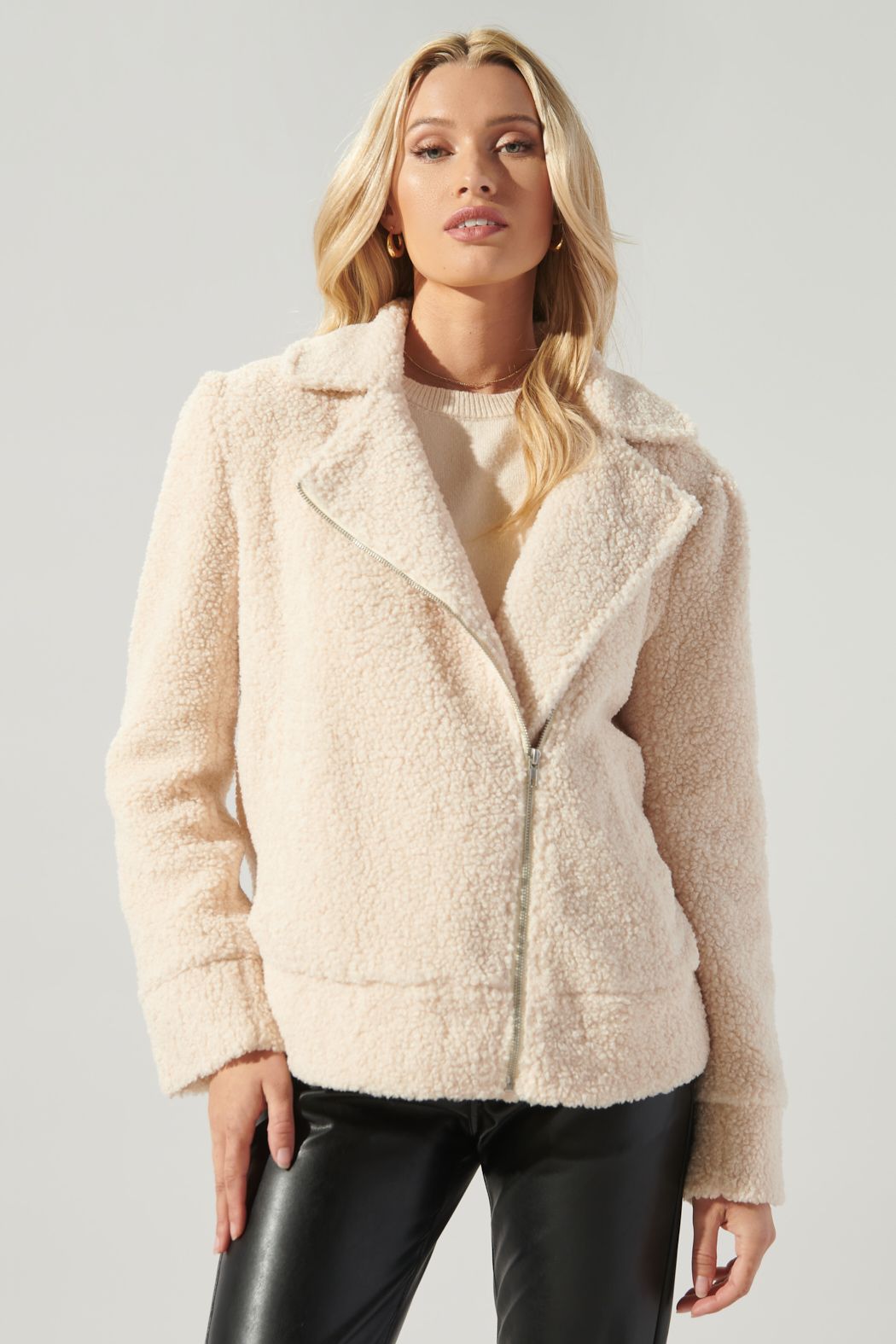 Rowan Faux Sherpa Moto Jacket - 530A