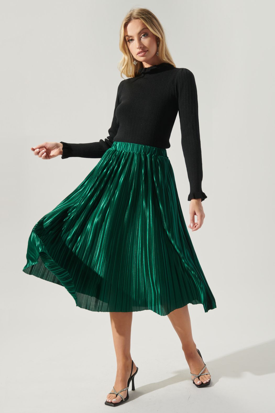 All That Glimmers Pleated Midi Skirt - 510A