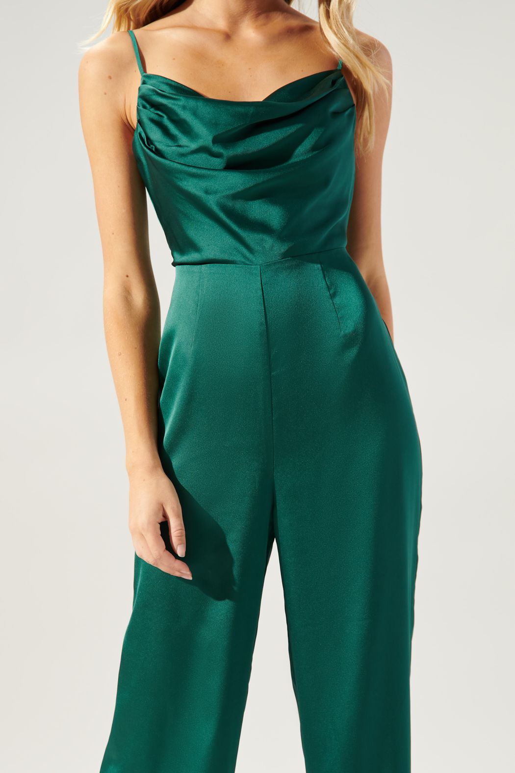 Chateau Satin Cowl Neck Jumpsuit - B903