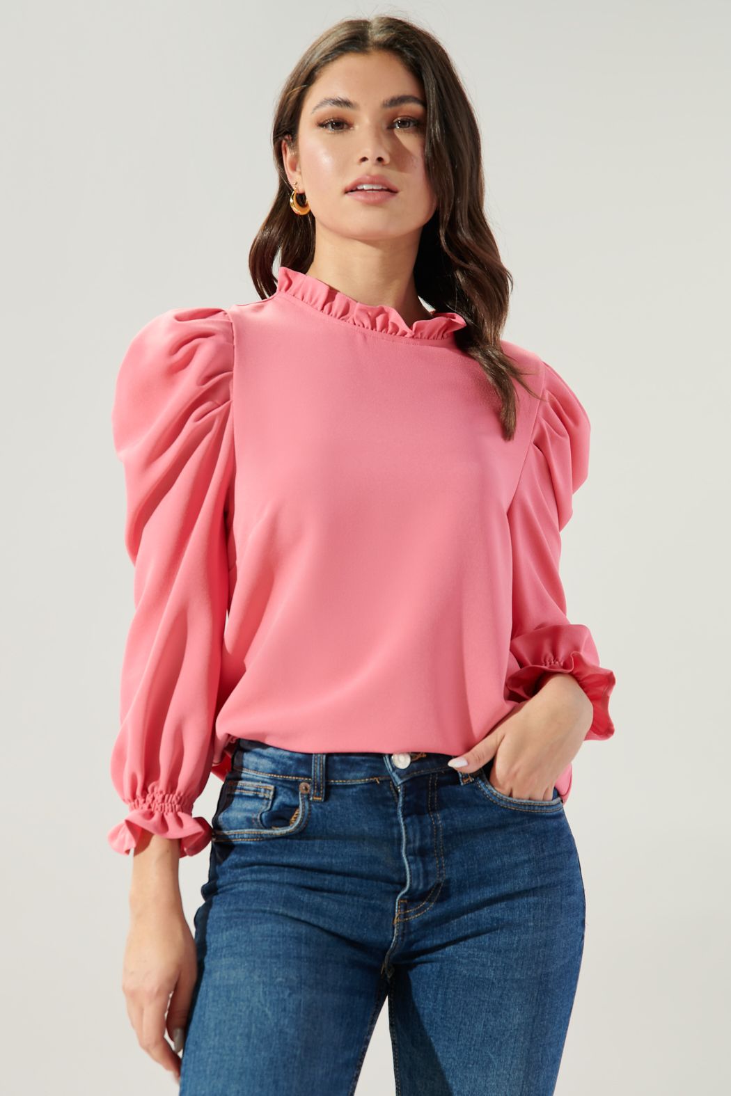 Go Getter Marla Ruffle Puff Sleeve Top -B807