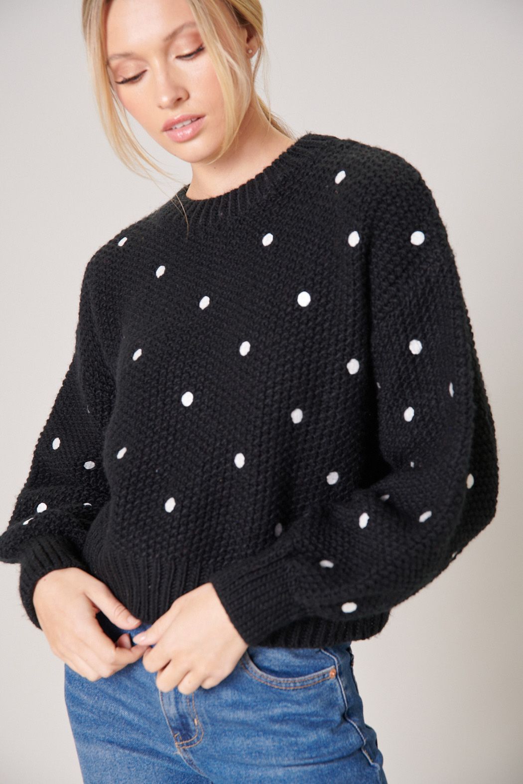 Minnie Embroidered Dot Sweater - 529A