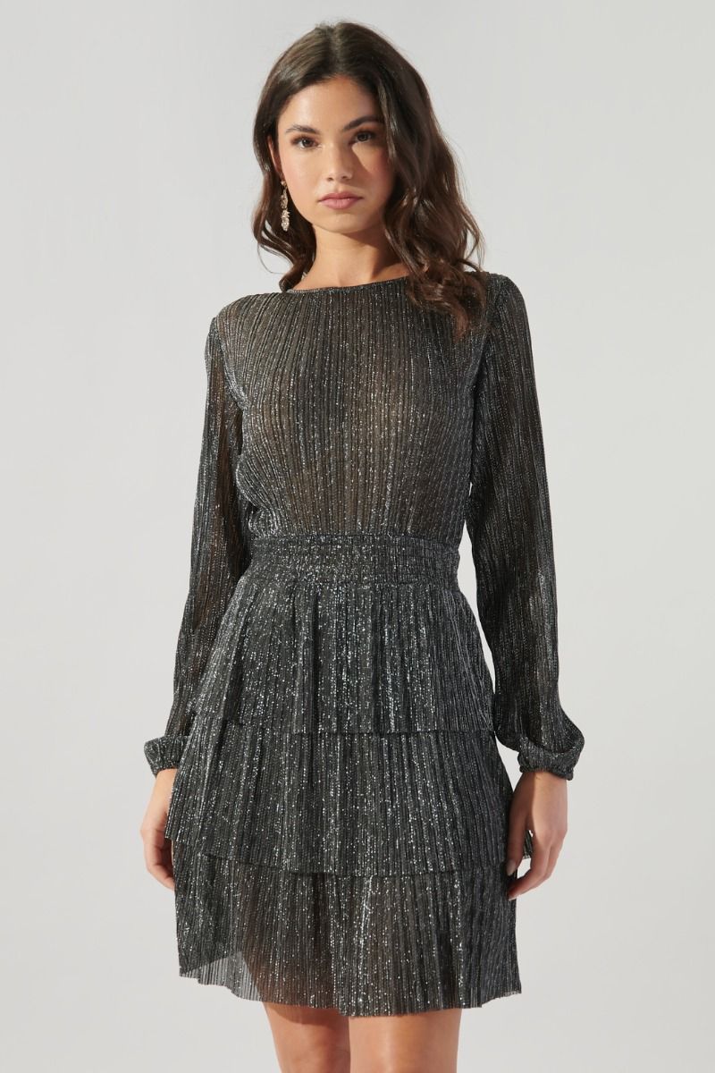 Cheryl Silver Stripe Layered Dress - A511 – Paula's Beauty Cheryl Silver Stripe Layered Dress - A511 – Paula's Beauty
