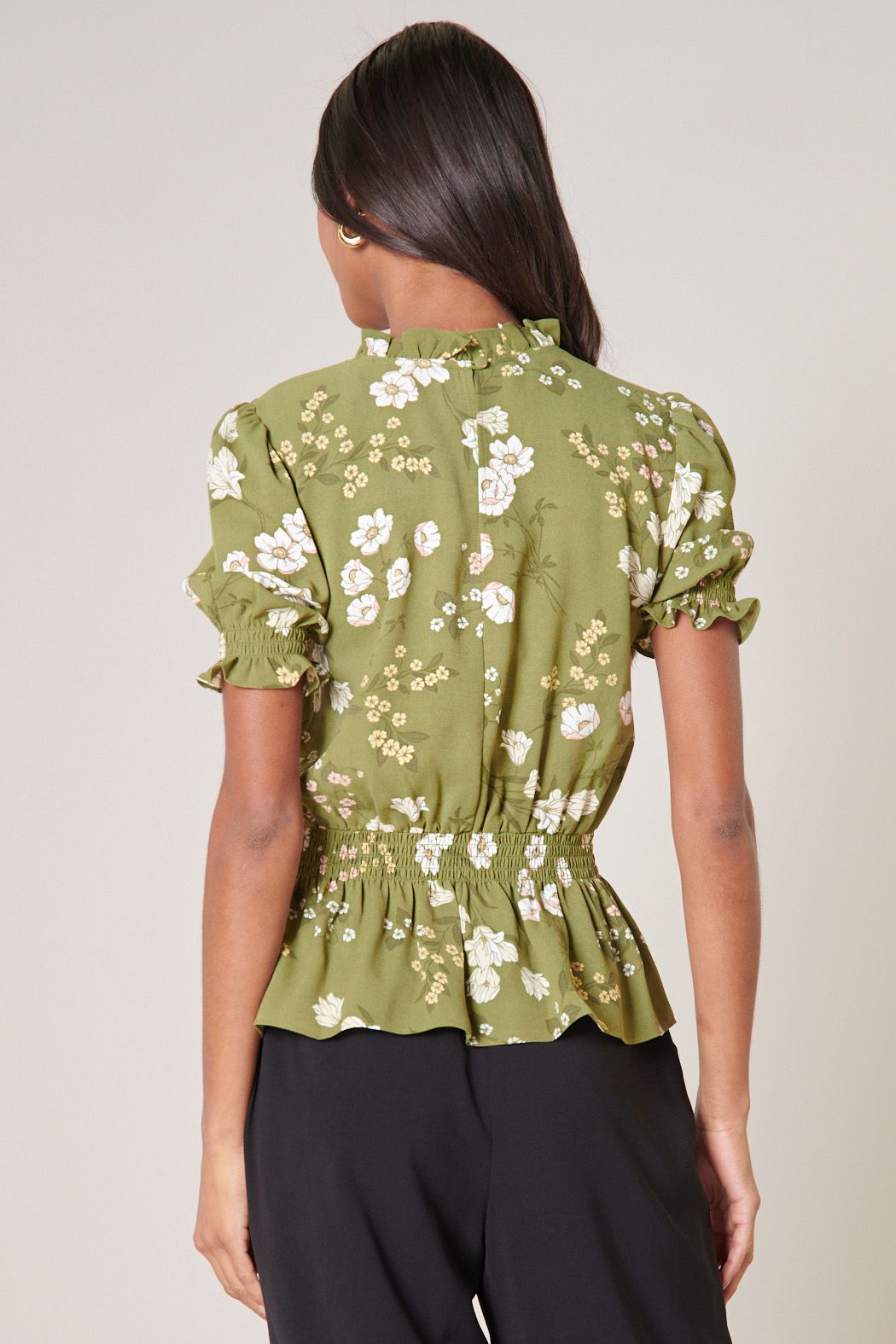 Henrietta Floral Love Quest Mock Neck Blouse - B601